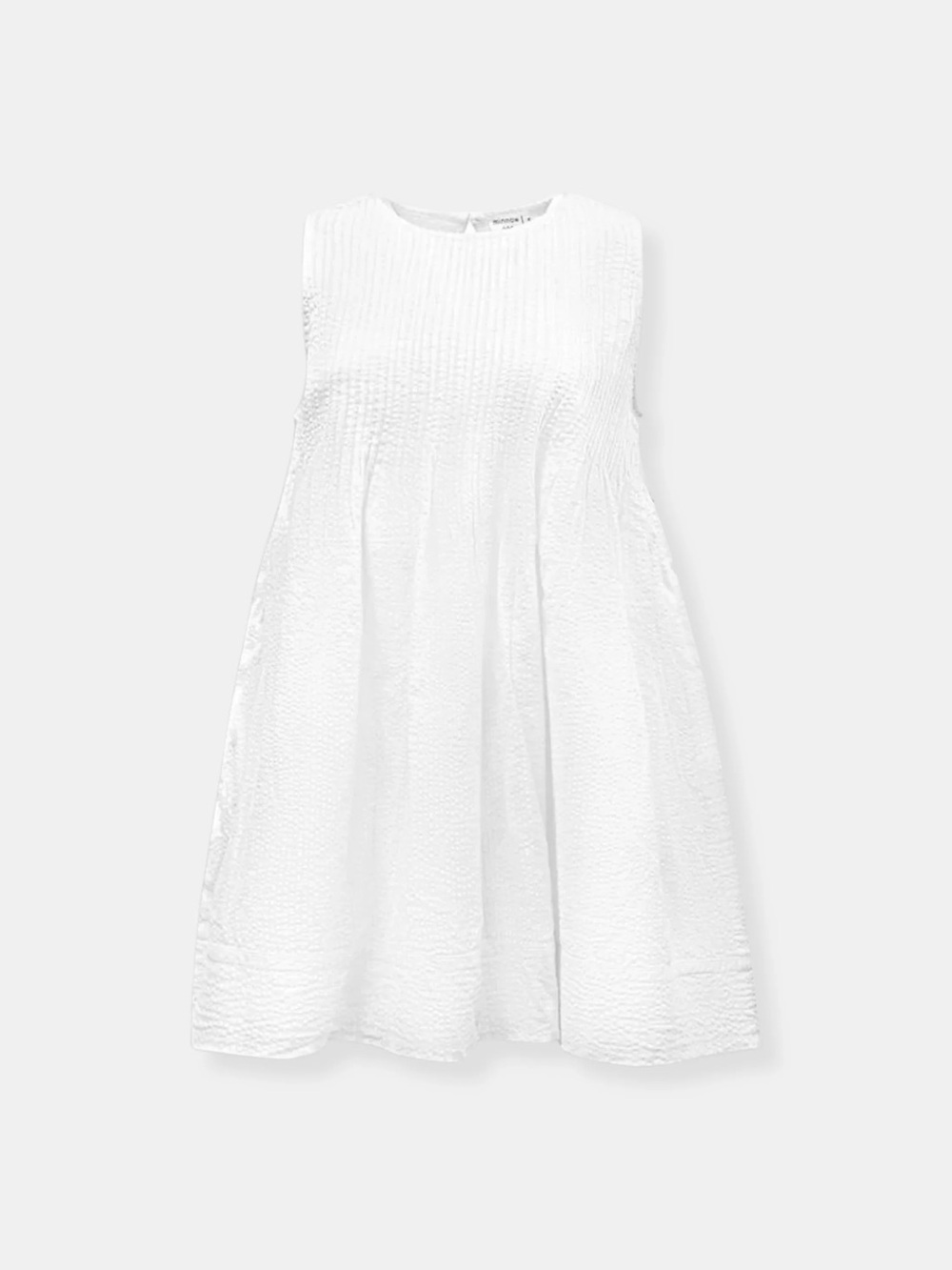 MINNOW
PINTUCK MINI DRESS | WHITE SEERSUCKER